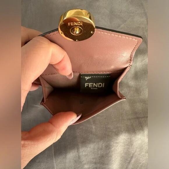 Fendi Women's Blush Studded Tri-Fold Micro-Wallet - Full Inclusion - Picture 10 of 11